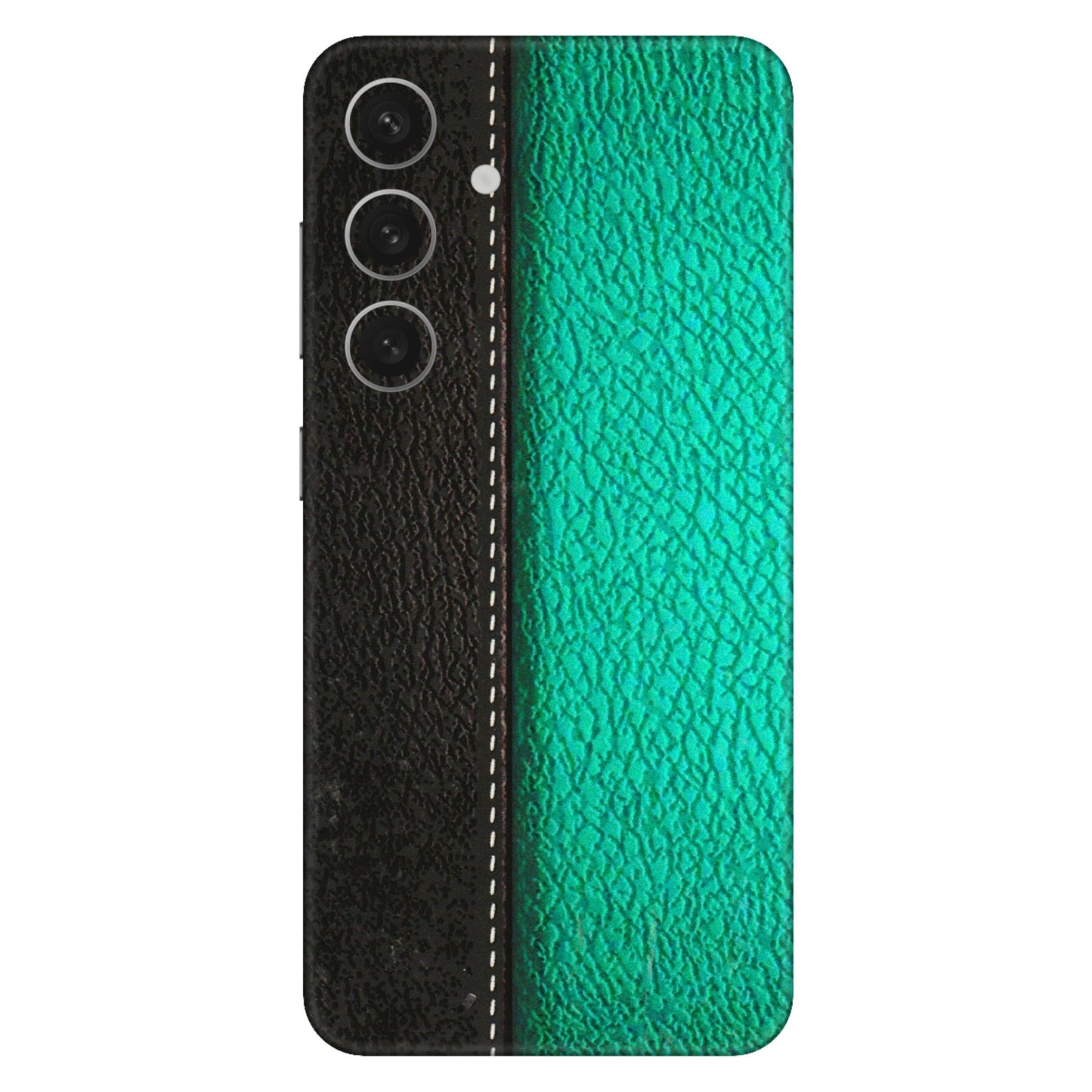 Samsung A/S Series Phone Skins (All Models) - Black Green Dual Leather Stich - 3D Embossed Finish (L-233) Samsung Galaxy S24 (5G)