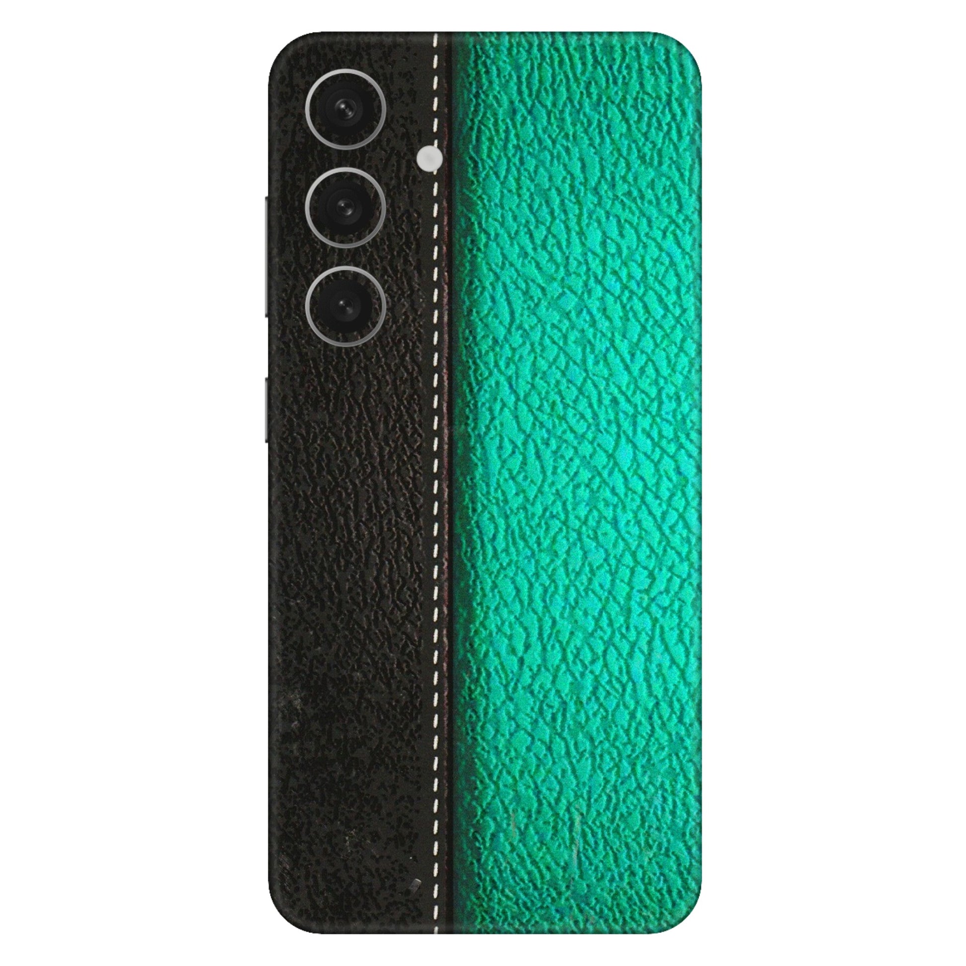 Samsung A/S Series Phone Skins (All Models) - Black Green Dual Leather Stich - 3D Embossed Finish (L-233) Samsung Galaxy S24 (5G)