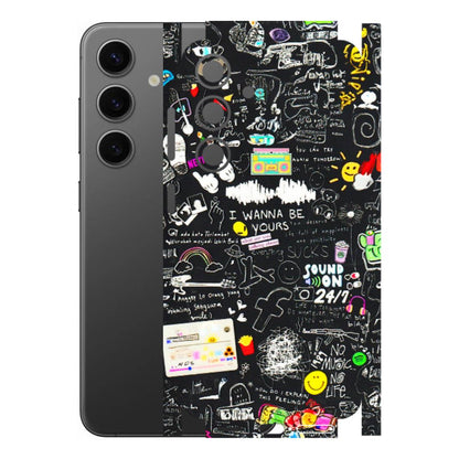 Samsung A/S Series Phone Skins (All Models) - Black Creatives Doodles - 3D Embossed Finish (L-311) Samsung Galaxy S24 (5G)