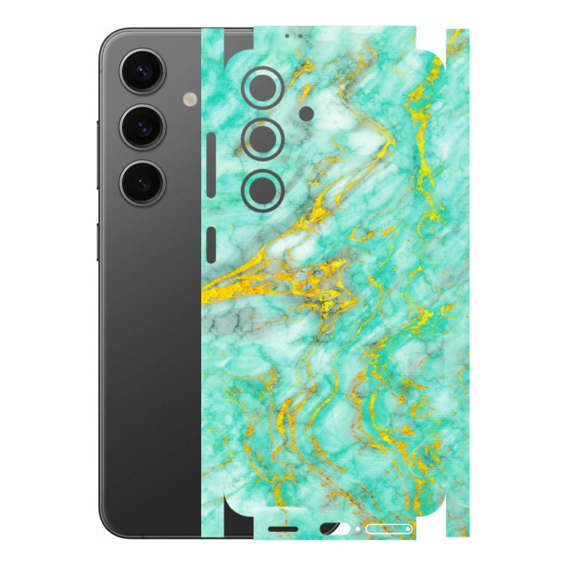 Samsung A/S Series Phone Skins (All Models) - Green And Gold Marble Feel - Matte Finish (M-16) Samsung Galaxy S24 (5G)