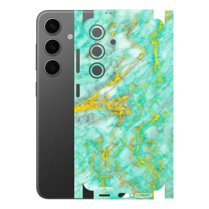 Samsung A/S Series Phone Skins (All Models) - Green And Gold Marble Feel - Matte Finish (M-16) Samsung Galaxy S24 (5G)