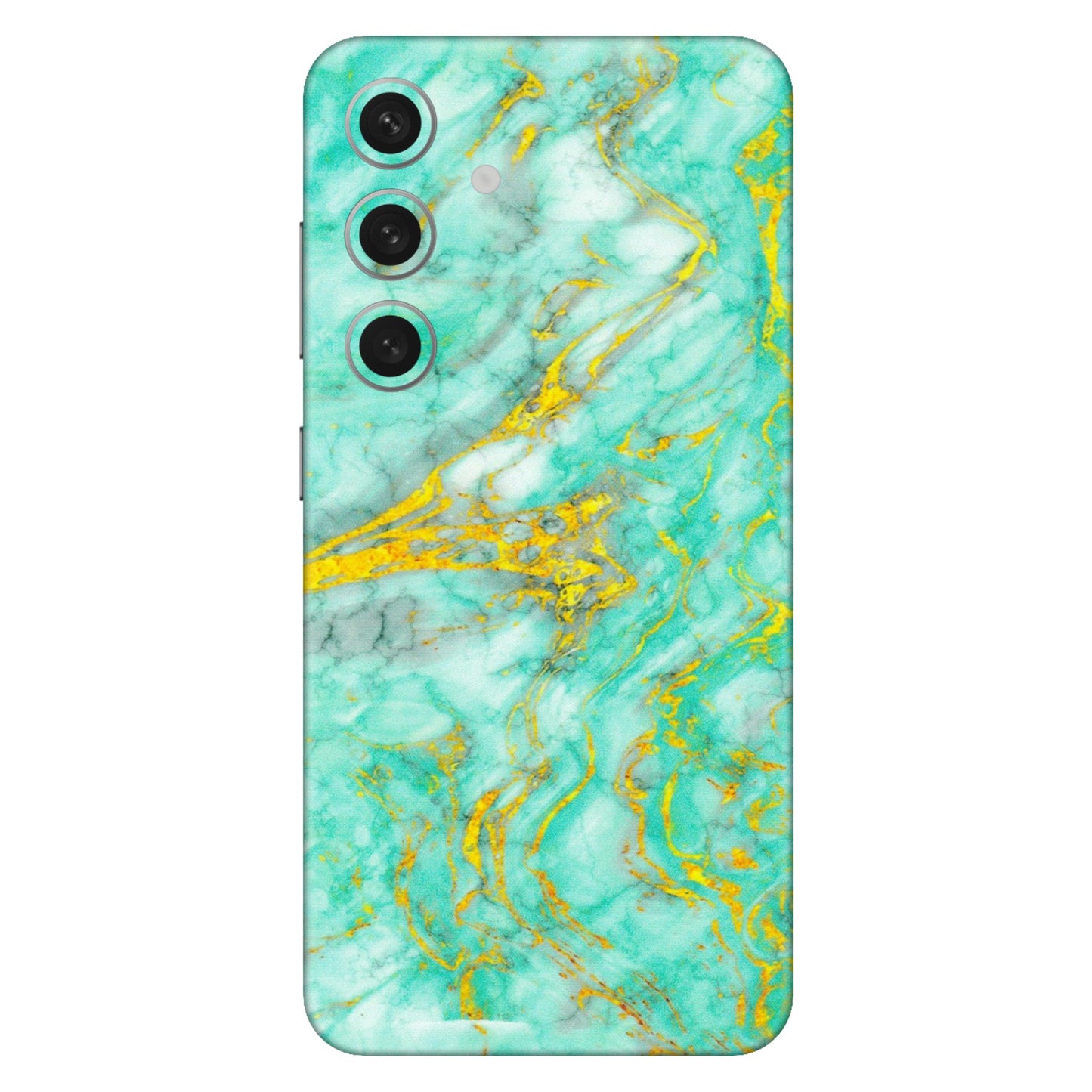 Samsung A/S Series Phone Skins (All Models) - Green And Gold Marble Feel - Matte Finish (M-16) Samsung Galaxy S24 (5G)
