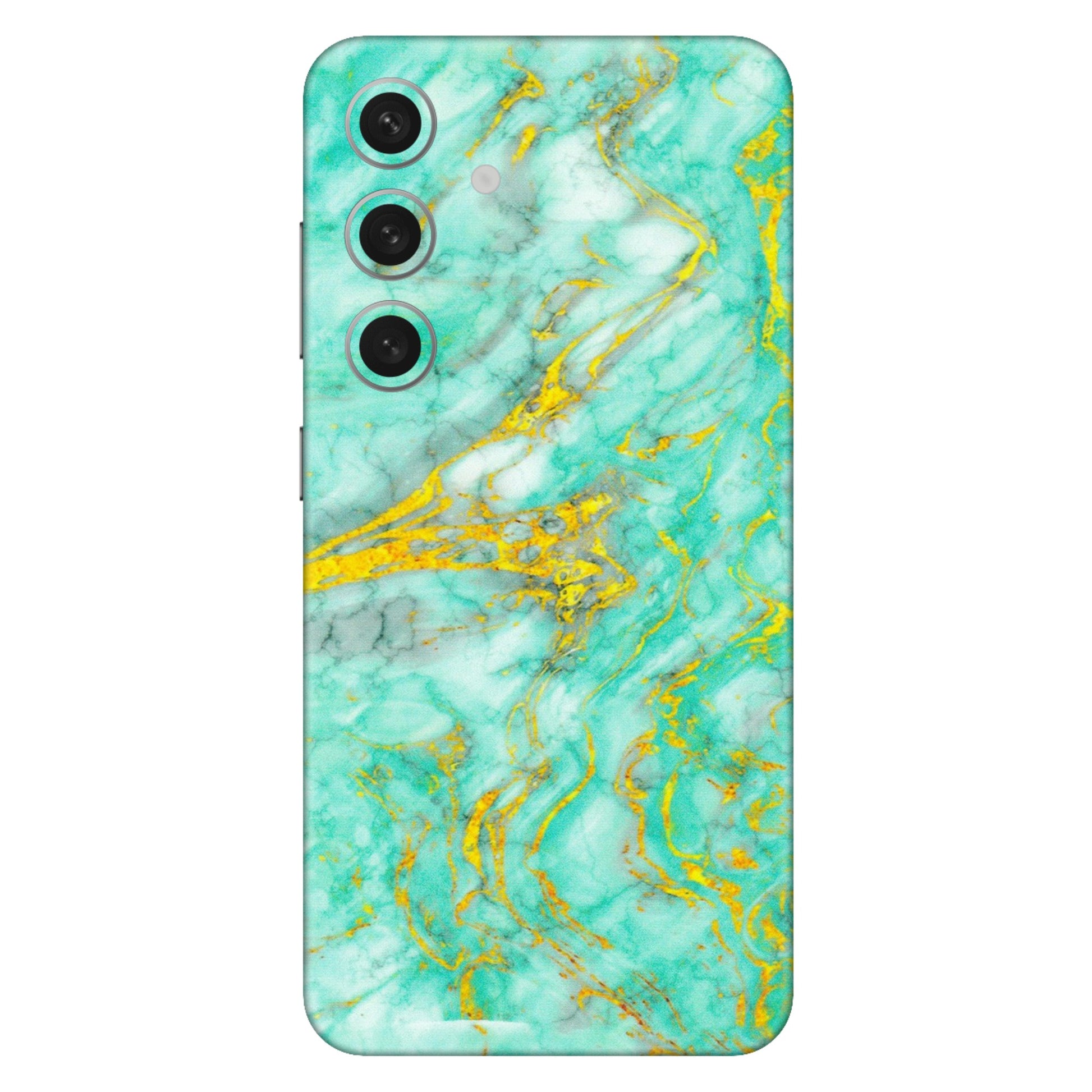 Samsung A/S Series Phone Skins (All Models) - Green And Gold Marble Feel - Matte Finish (M-16) Samsung Galaxy S24 (5G)