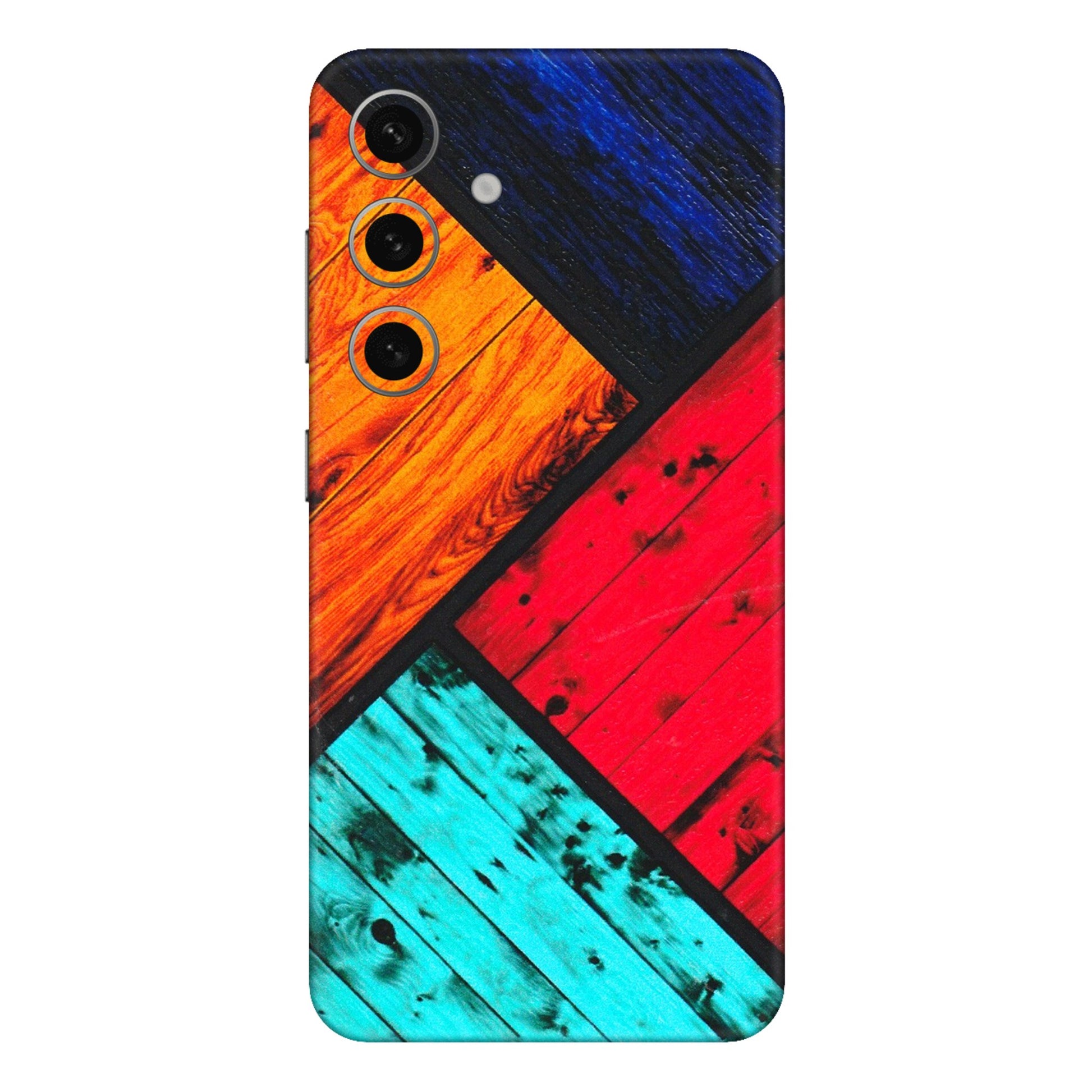 Samsung A/S Series Phone Skins (All Models) - Colourful Wood Panels Abstract - 3D Embossed Finish (L-09) Samsung Galaxy S24 Plus