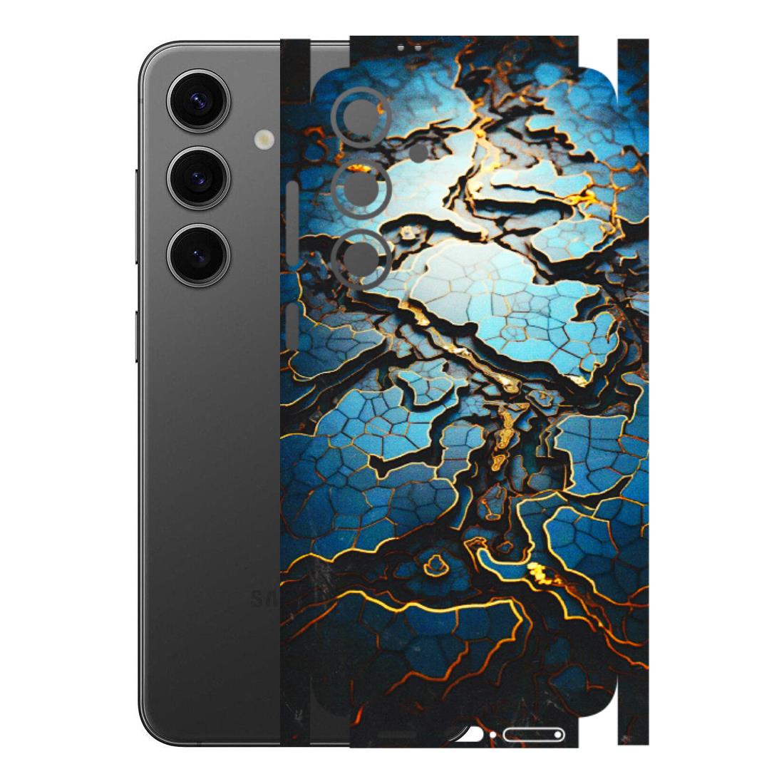 Samsung A/S Series Phone Skins (All Models) - Blue Gold Abstract - 3D Embossed Finish (L-11) Samsung Galaxy S24 Plus