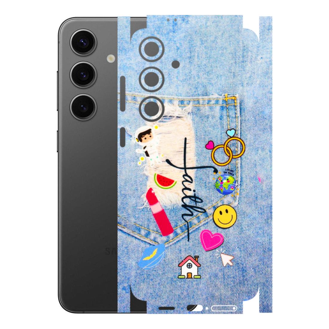 Samsung A/S Series Phone Skins (All Models) - Denim Jeans Pocket - 3D Embossed Finish (L-134) Samsung Galaxy S24 Plus