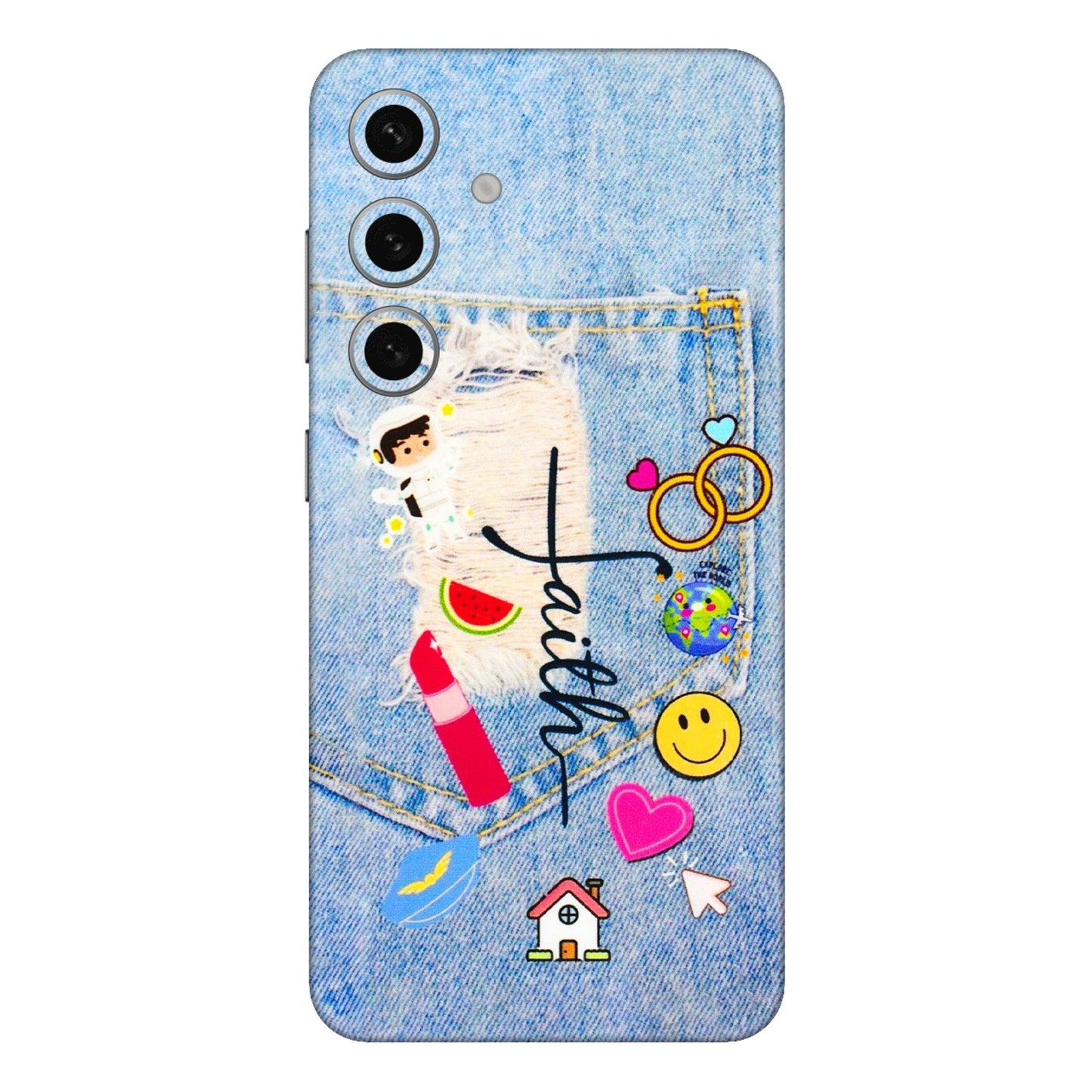 Samsung A/S Series Phone Skins (All Models) - Denim Jeans Pocket - 3D Embossed Finish (L-134) Samsung Galaxy S24 Plus