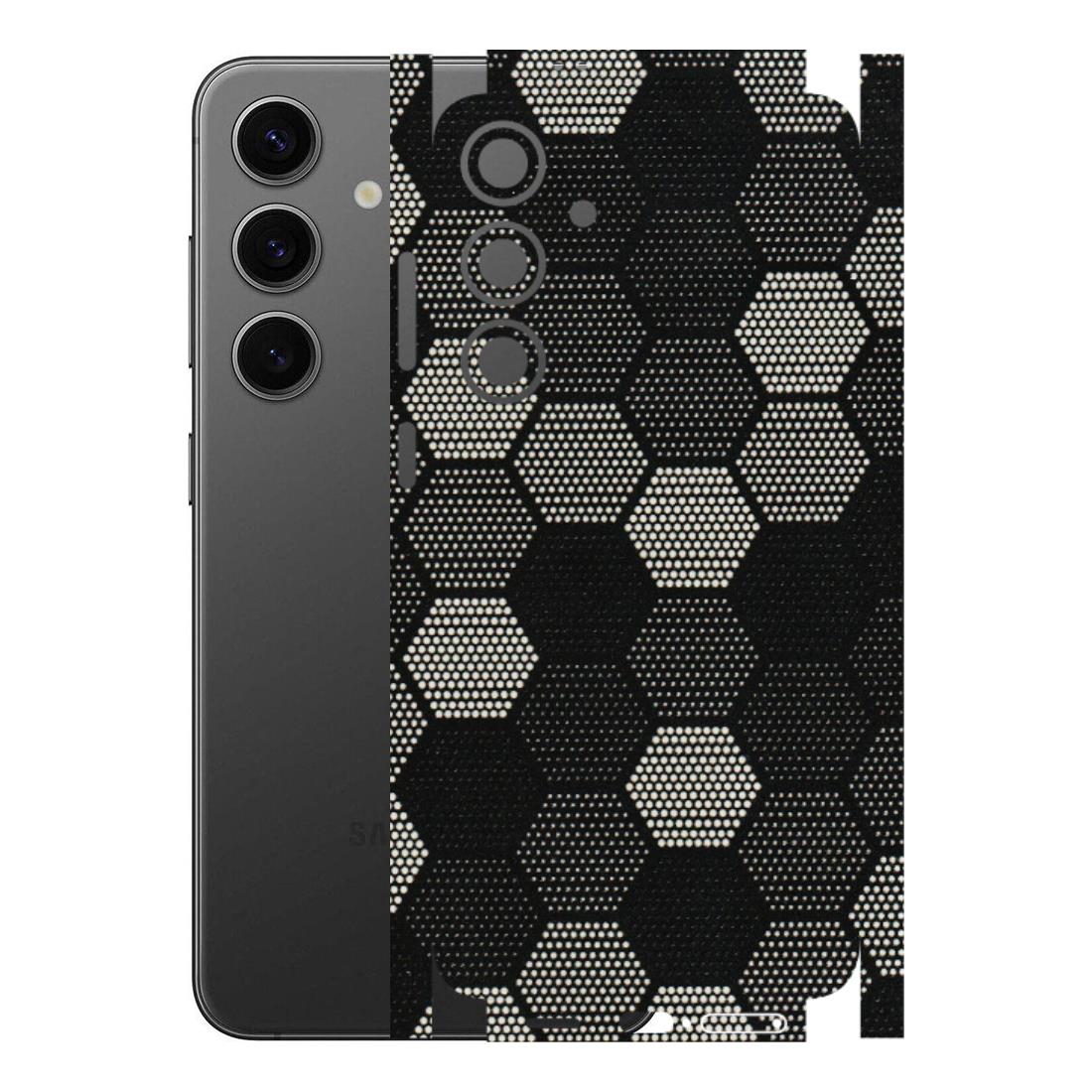 Samsung A/S Series Phone Skins (All Models) - Black & White Dotted Honeycomb Texture - 3D Embossed Finish (L-202) Samsung Galaxy S24 Plus