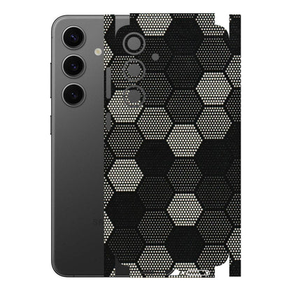 Samsung A/S Series Phone Skins (All Models) - Black & White Dotted Honeycomb Texture - 3D Embossed Finish (L-202) Samsung Galaxy S24 Plus