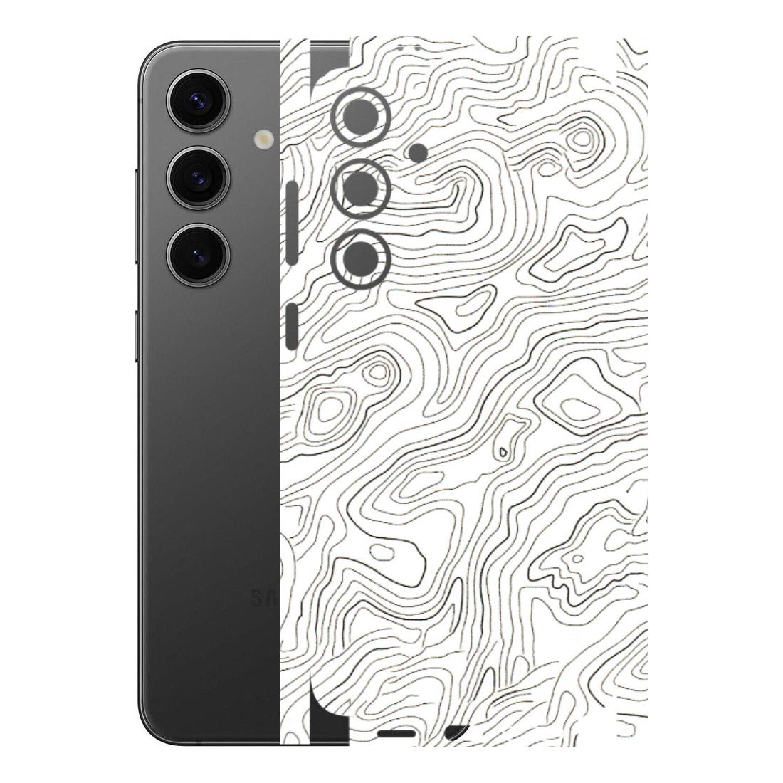 Samsung A/S Series Phone Skins (All Models) - White Black Swirls - 3D Embossed Finish (L-219) Samsung Galaxy S24 Plus