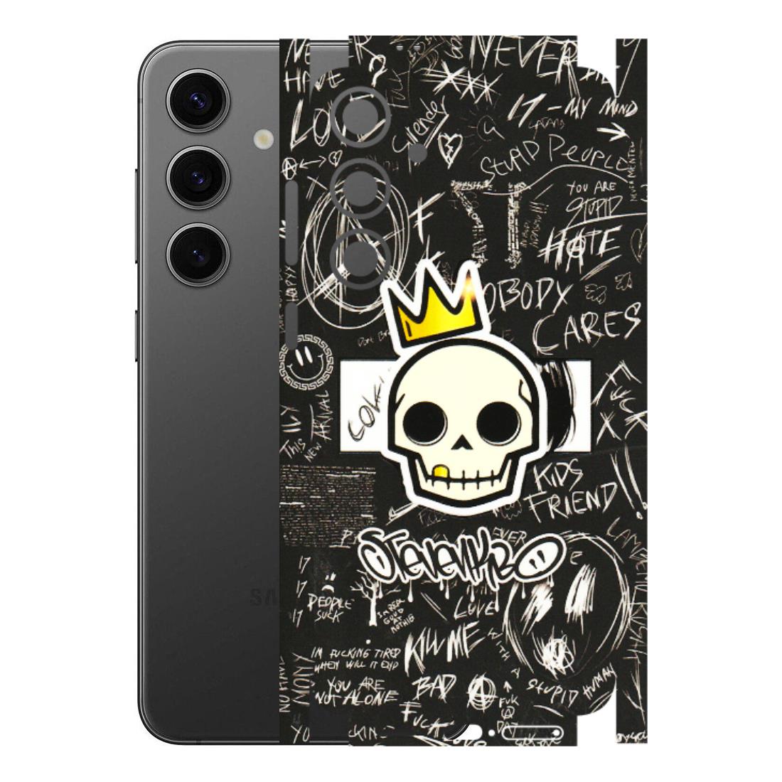 Samsung A/S Series Phone Skins (All Models) - Funny Skull Black Chalk Grafitti - 3D Embossed Finish (L-22) Samsung Galaxy S24 Plus