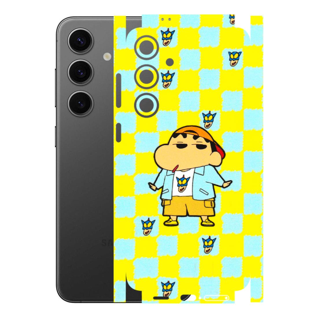 Samsung A/S Series Phone Skins (All Models) - Yellow Blue Shinchan Cute - 3D Embossed Finish (L-221) Samsung Galaxy S24 Plus