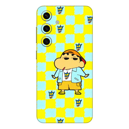 Samsung A/S Series Phone Skins (All Models) - Yellow Blue Shinchan Cute - 3D Embossed Finish (L-221) Samsung Galaxy S24 Plus