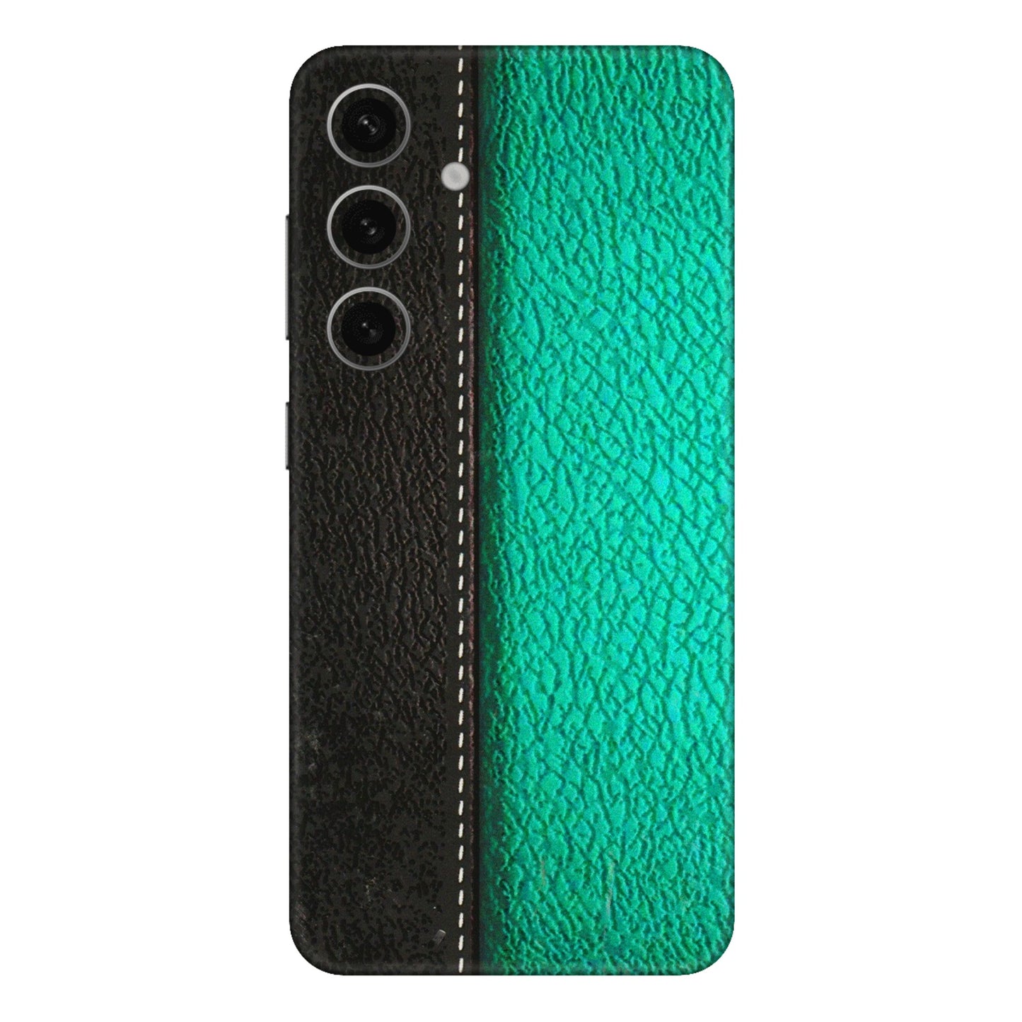 Samsung A/S Series Phone Skins (All Models) - Black Green Dual Leather Stich - 3D Embossed Finish (L-233) Samsung Galaxy S24 Plus