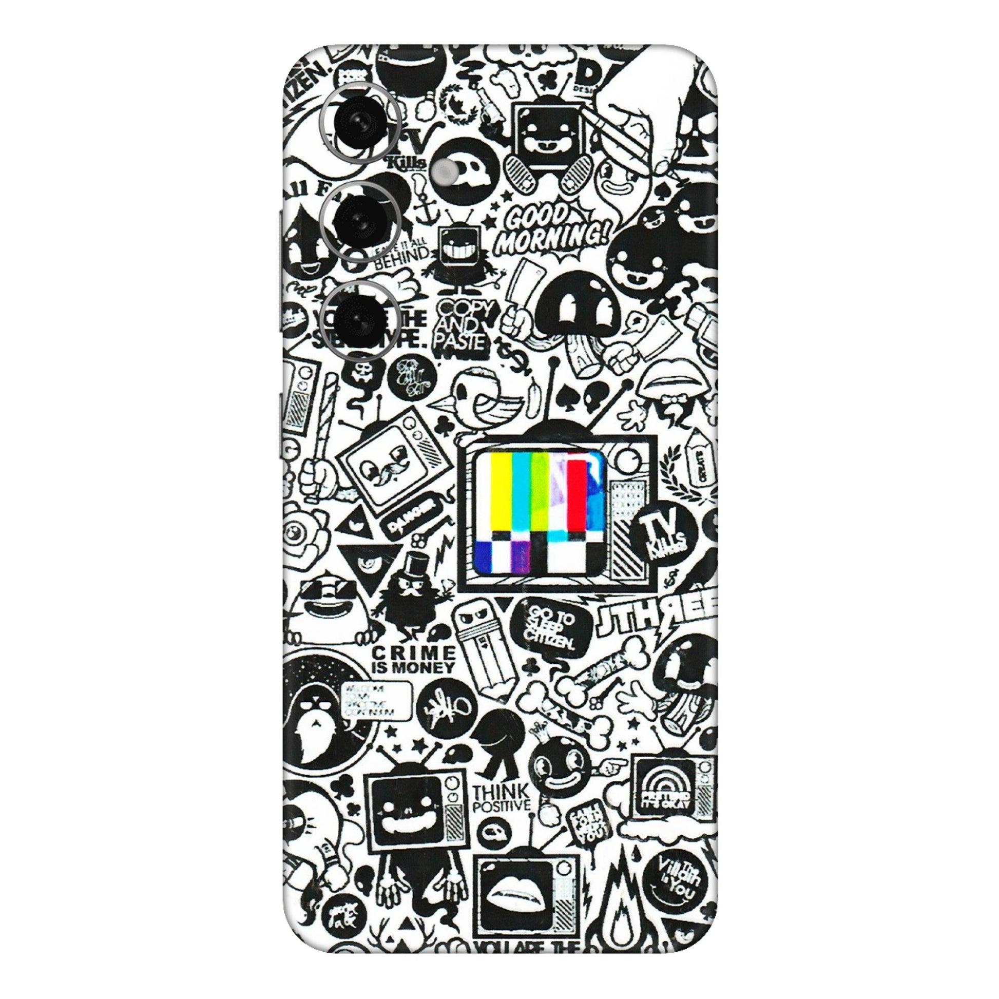 Samsung A/S Series Phone Skins (All Models) - Doodles Positive Art - 3D Embossed Finish (L-263) Samsung Galaxy S24 Plus