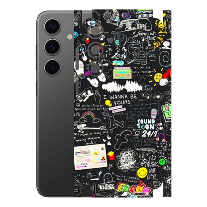 Samsung A/S Series Phone Skins (All Models) - Black Creatives Doodles - 3D Embossed Finish (L-311) Samsung Galaxy S24 Plus