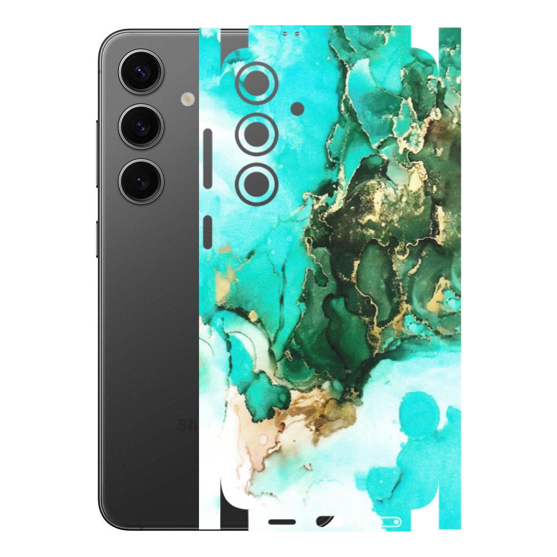 Samsung A/S Series Phone Skins (All Models) - The Blue Gold Marble - Matte Finish (M-124) Samsung Galaxy S24 Plus