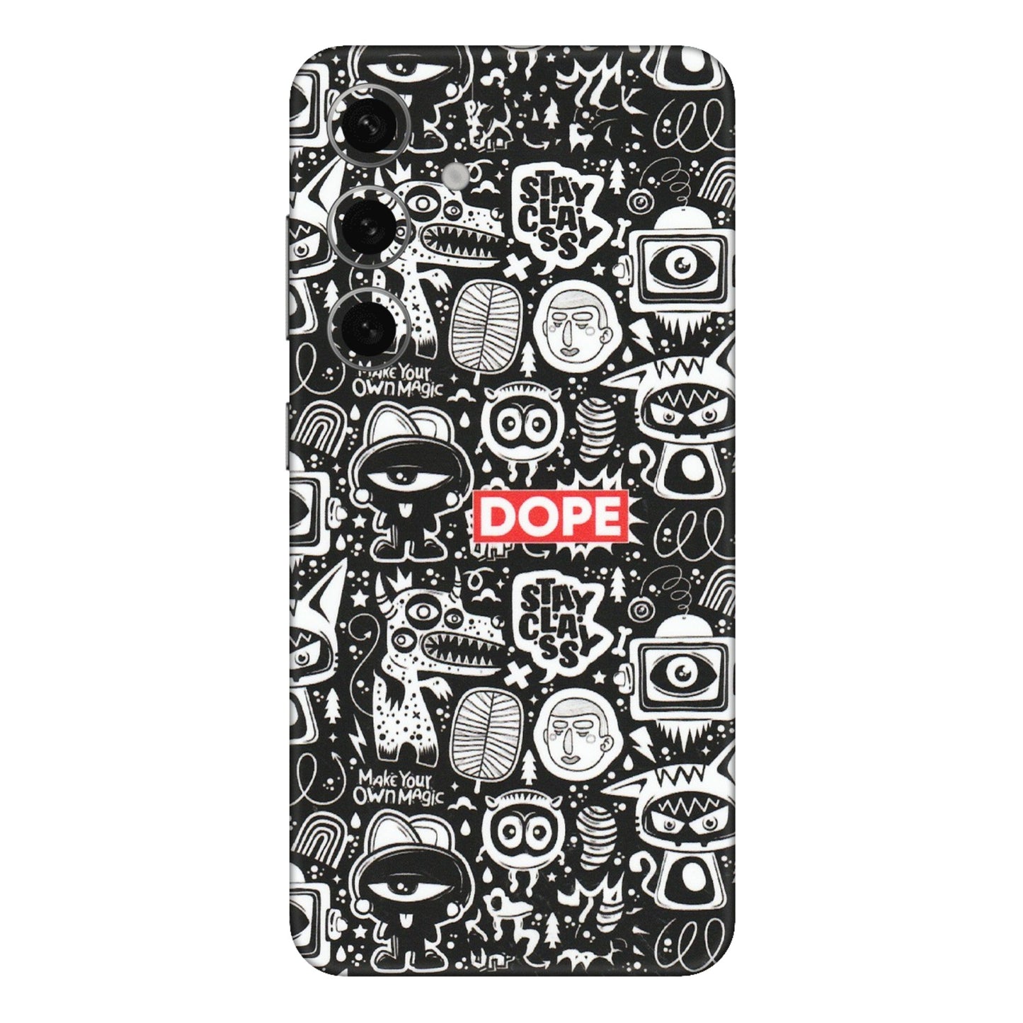Samsung A/S Series Phone Skins (All Models) - Dope Stay Classy Black Doodles - Matte Finish (M-126) Samsung Galaxy S24 Plus