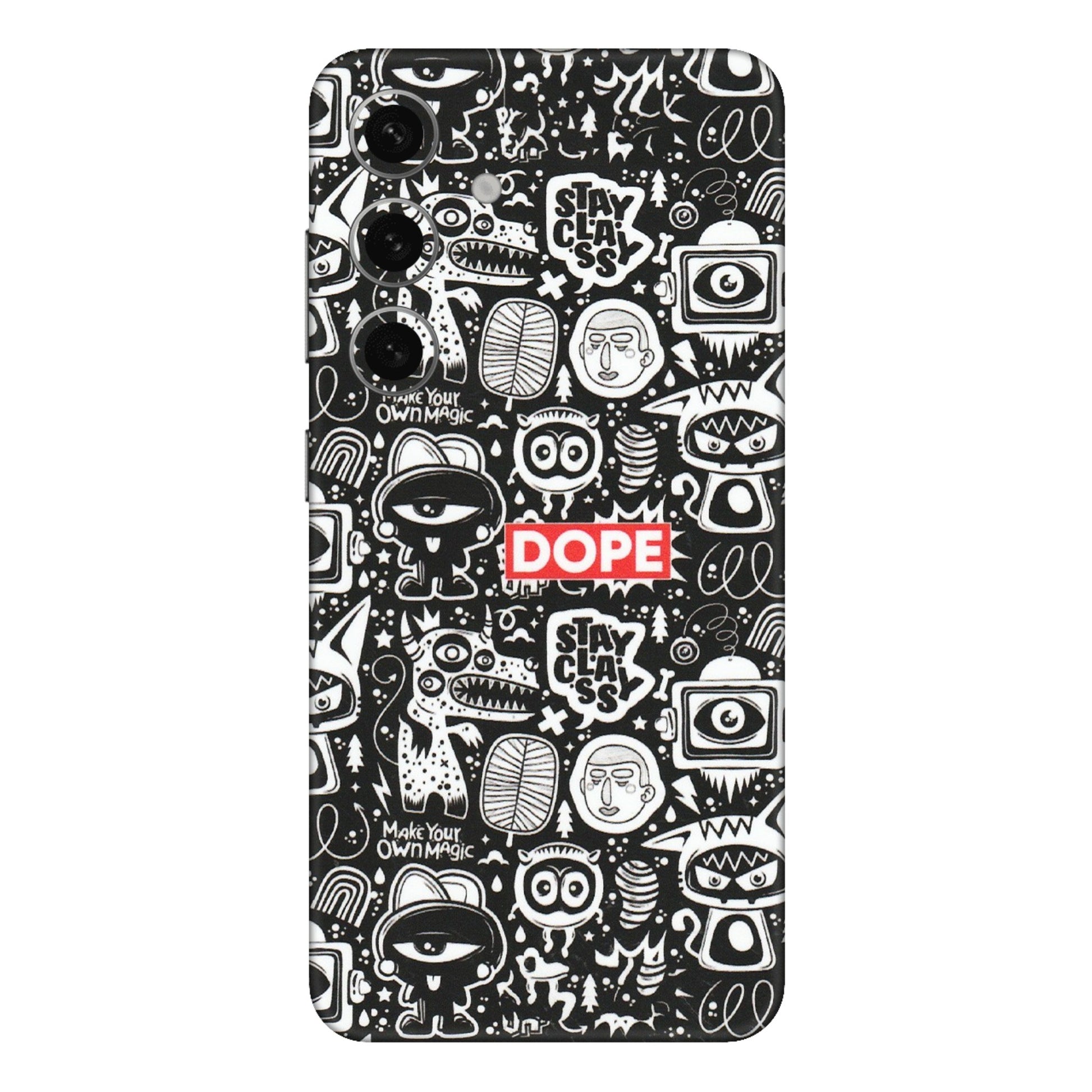 Samsung A/S Series Phone Skins (All Models) - Dope Stay Classy Black Doodles - Matte Finish (M-126) Samsung Galaxy S24 Plus