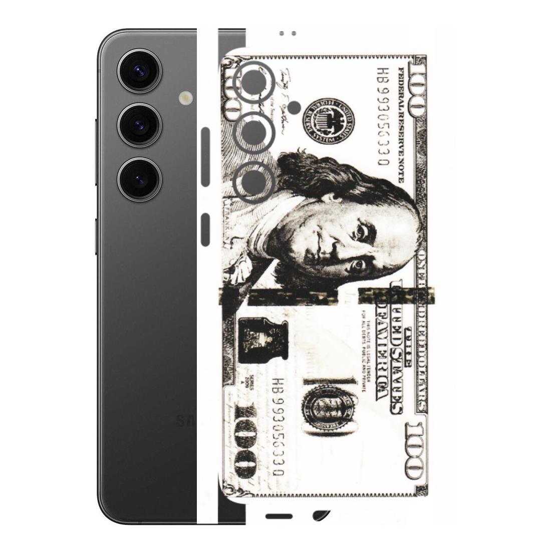 Samsung A/S Series Phone Skins (All Models) - 100 Dollar Currency - Transparent Finish (T-01) Samsung Galaxy S24 Plus