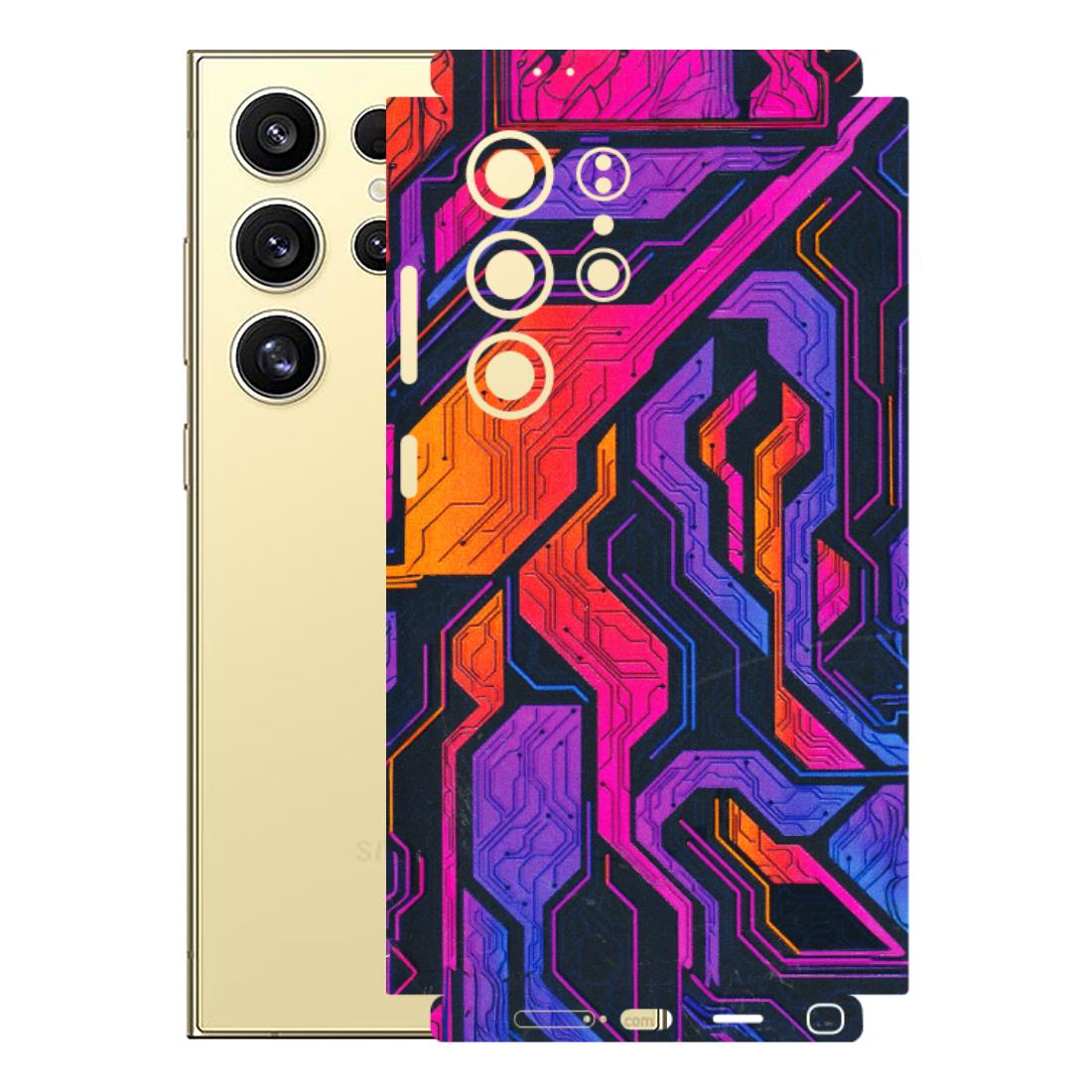 Samsung A/S Series Phone Skins (All Models) - Tech Circuits Futuristic - 3D Embossed Finish (L-07) Samsung Galaxy S24 Ultra (5G)