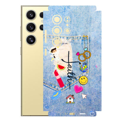 Samsung A/S Series Phone Skins (All Models) - Denim Jeans Pocket - 3D Embossed Finish (L-134) Samsung Galaxy S24 Ultra (5G)