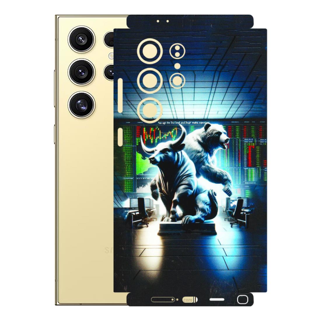 Samsung A/S Series Phone Skins (All Models) - Stock Market Sensex Bear vs Bulls - 3D Embossed Finish (L-15) Samsung Galaxy S24 Ultra (5G)