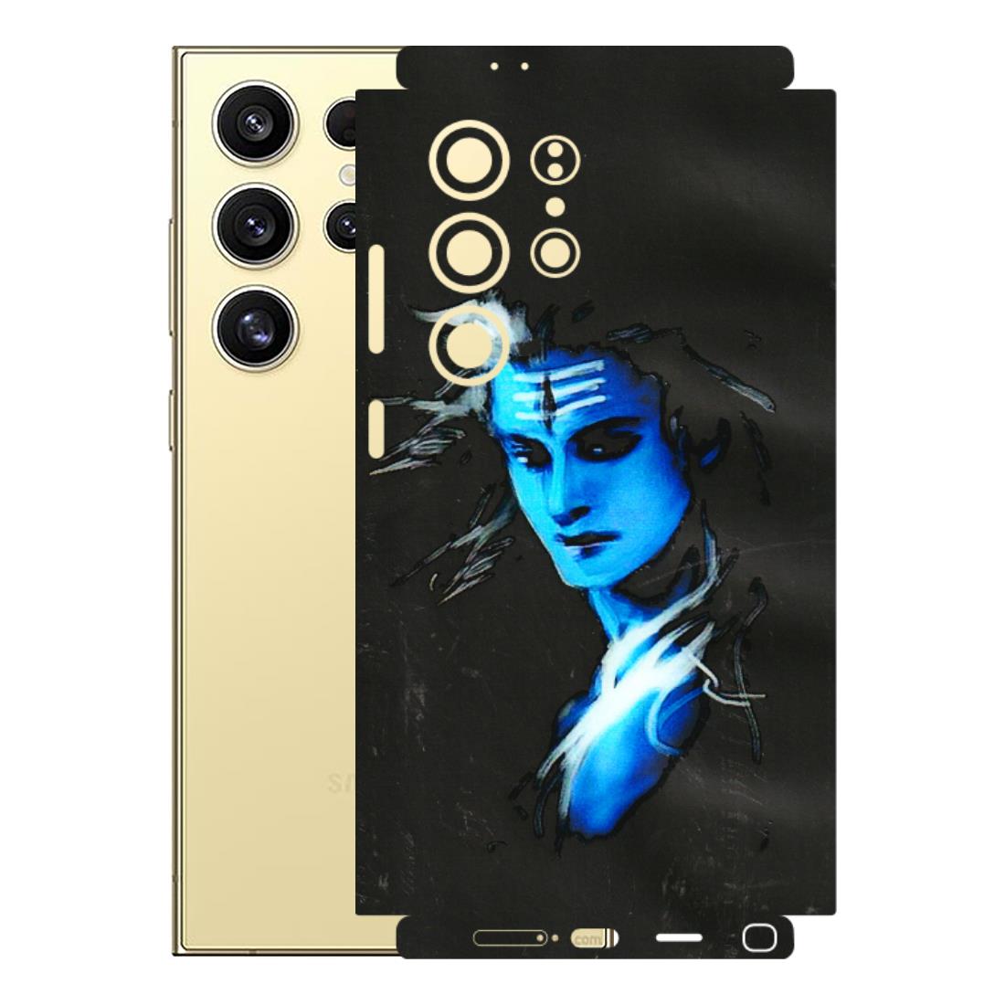 Samsung A/S Series Phone Skins (All Models) - Har Har Mahadev Blue/Black - 3D Embossed Finish (L-185) Samsung Galaxy S24 Ultra (5G)