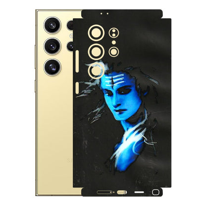 Samsung A/S Series Phone Skins (All Models) - Har Har Mahadev Blue/Black - 3D Embossed Finish (L-185) Samsung Galaxy S24 Ultra (5G)
