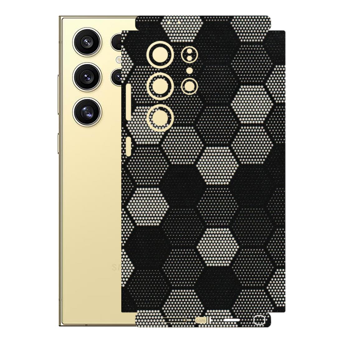 Samsung A/S Series Phone Skins (All Models) - Black & White Dotted Honeycomb Texture - 3D Embossed Finish (L-202) Samsung Galaxy S24 Ultra (5G)