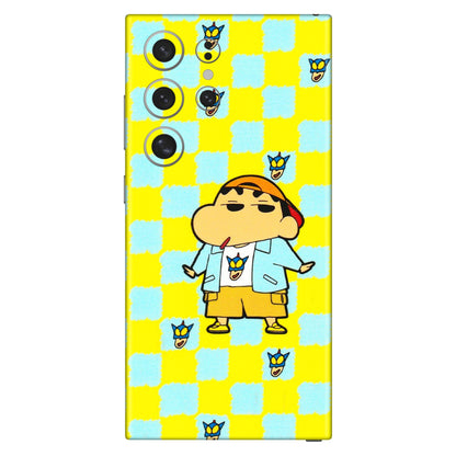 Samsung A/S Series Phone Skins (All Models) - Yellow Blue Shinchan Cute - 3D Embossed Finish (L-221) Samsung Galaxy S24 Ultra (5G)