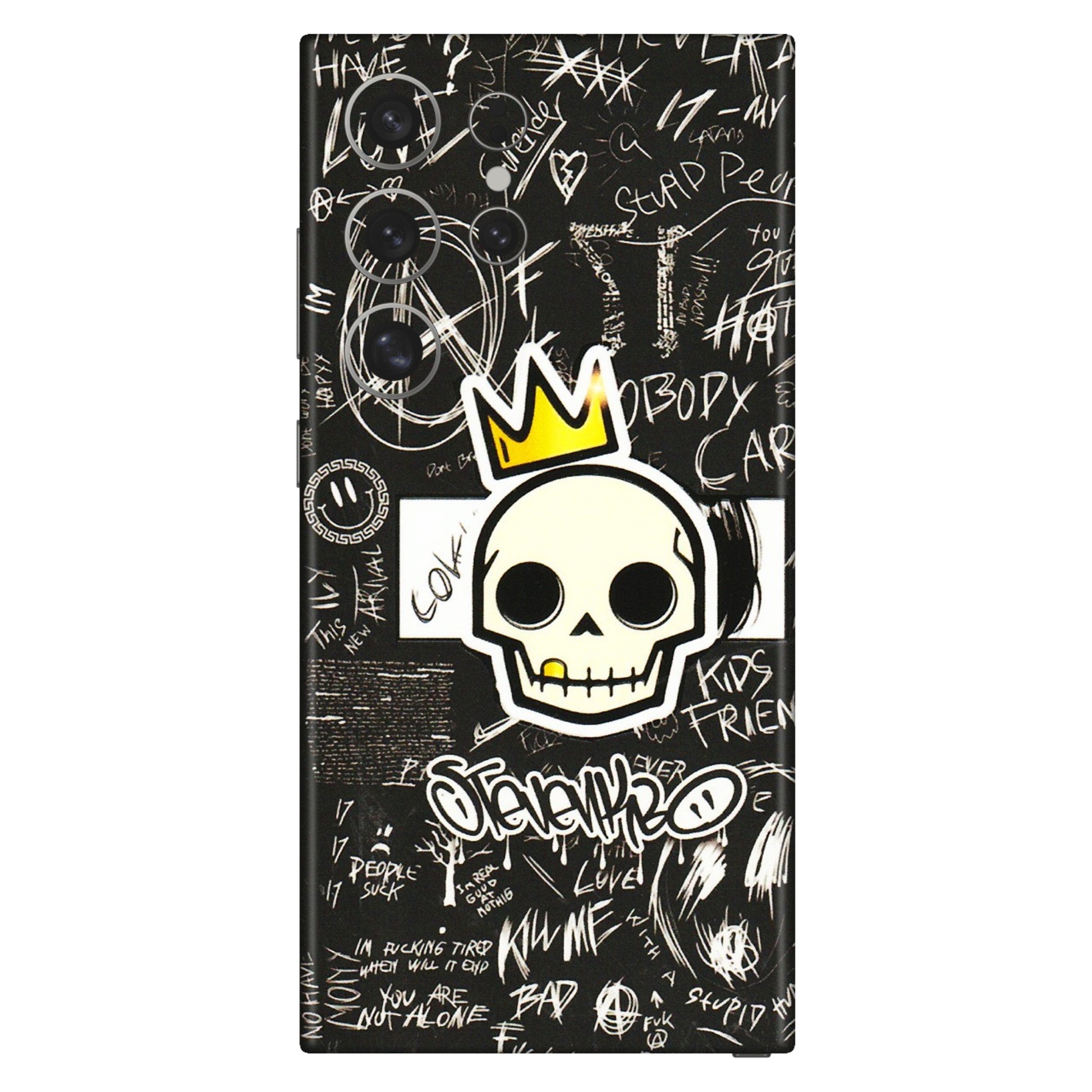 Samsung A/S Series Phone Skins (All Models) - Funny Skull Black Chalk Grafitti - 3D Embossed Finish (L-22) Samsung Galaxy S24 Ultra (5G)