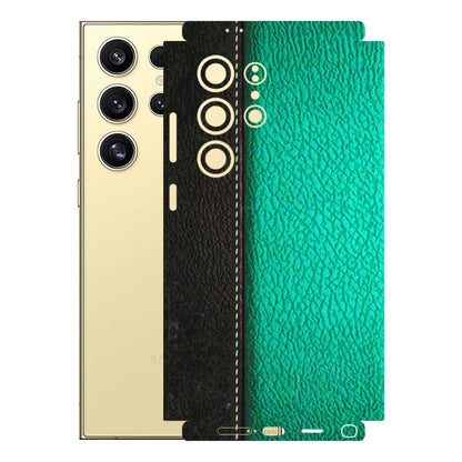 Samsung A/S Series Phone Skins (All Models) - Black Green Dual Leather Stich - 3D Embossed Finish (L-233) Samsung Galaxy S24 Ultra (5G)
