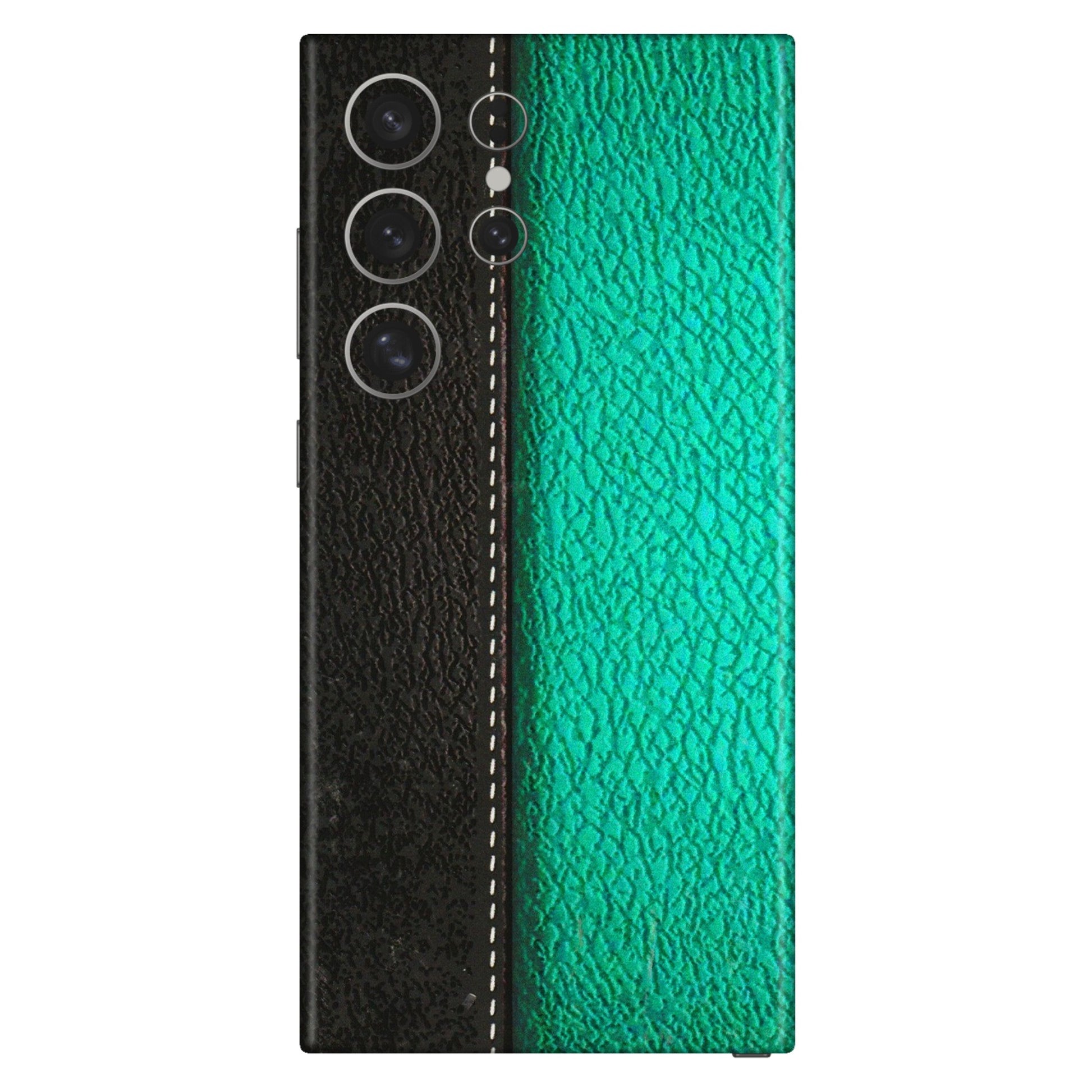 Samsung A/S Series Phone Skins (All Models) - Black Green Dual Leather Stich - 3D Embossed Finish (L-233) Samsung Galaxy S24 Ultra (5G)