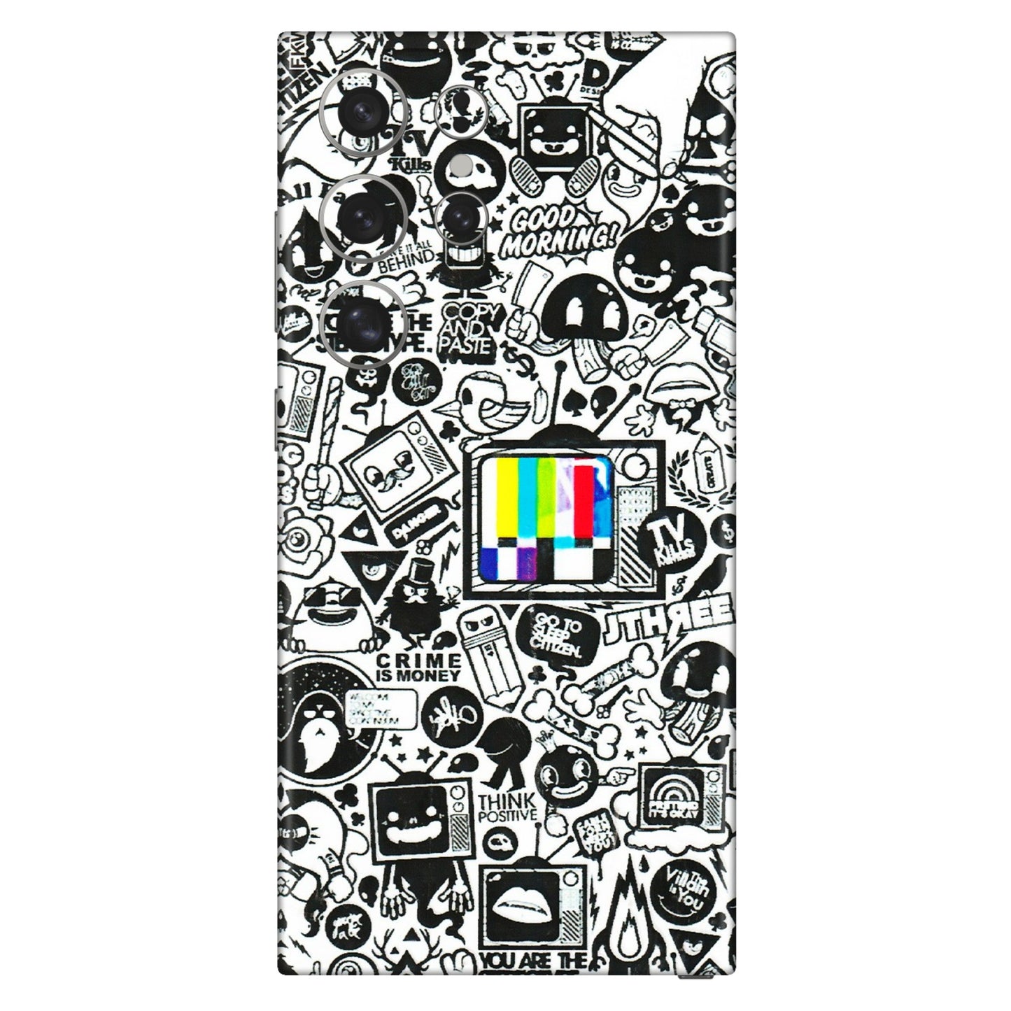 Samsung A/S Series Phone Skins (All Models) - Doodles Positive Art - 3D Embossed Finish (L-263) Samsung Galaxy S24 Ultra (5G)