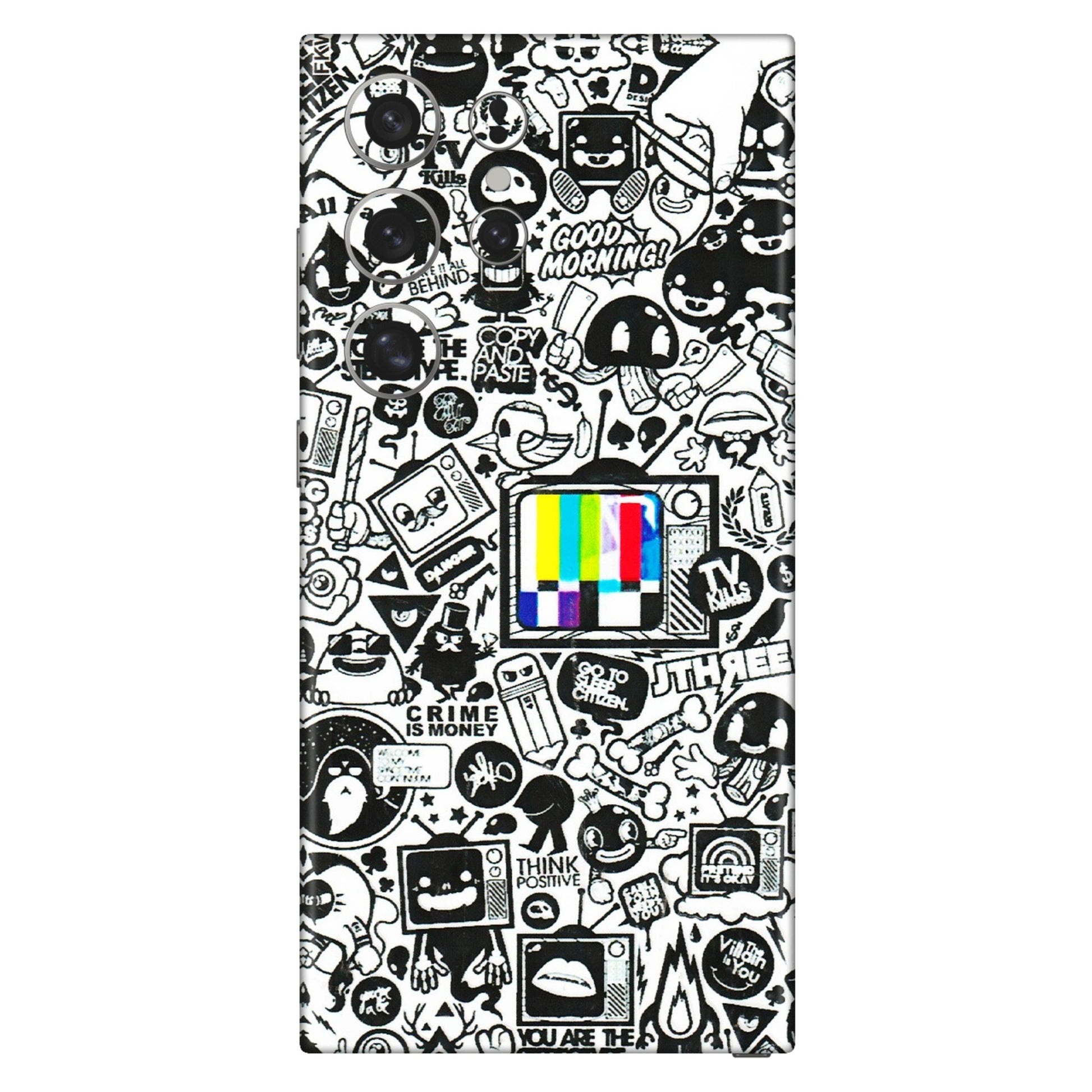 Samsung A/S Series Phone Skins (All Models) - Doodles Positive Art - 3D Embossed Finish (L-263) Samsung Galaxy S24 Ultra (5G)