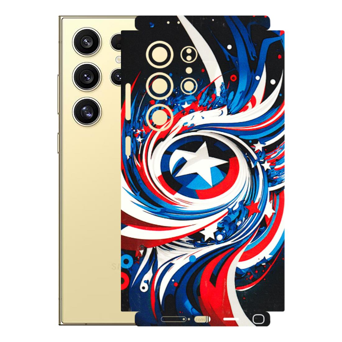 Samsung A/S Series Phone Skins (All Models) - Captain America Logo - 3D Embossed Finish (L-307) Samsung Galaxy S24 Ultra (5G)