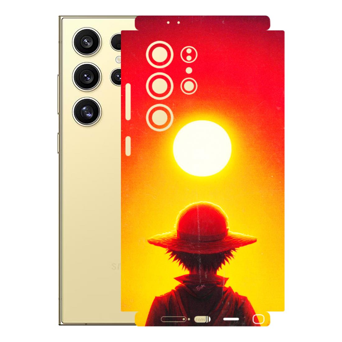 Samsung A/S Series Phone Skins (All Models) - Cool Sunset With Monkey D.Luffy Anime - 3D Embossed Finish (L-329) Samsung Galaxy S24 Ultra (5G)