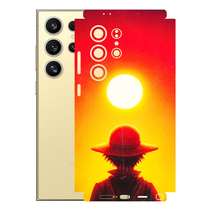 Samsung A/S Series Phone Skins (All Models) - Cool Sunset With Monkey D.Luffy Anime - 3D Embossed Finish (L-329) Samsung Galaxy S24 Ultra (5G)