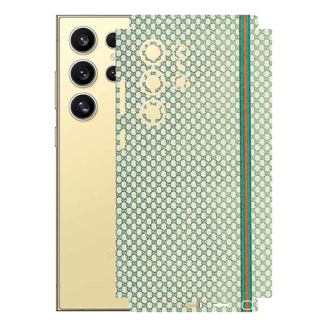 Samsung A/S Series Phone Skins (All Models) - Gucci Fabric Pattern - 3D Embossed Finish (L-73) Samsung Galaxy S24 Ultra (5G)