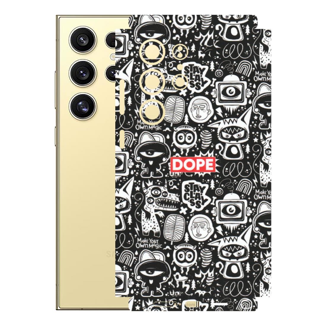 Samsung A/S Series Phone Skins (All Models) - Dope Stay Classy Black Doodles - Matte Finish (M-126) Samsung Galaxy S24 Ultra (5G)
