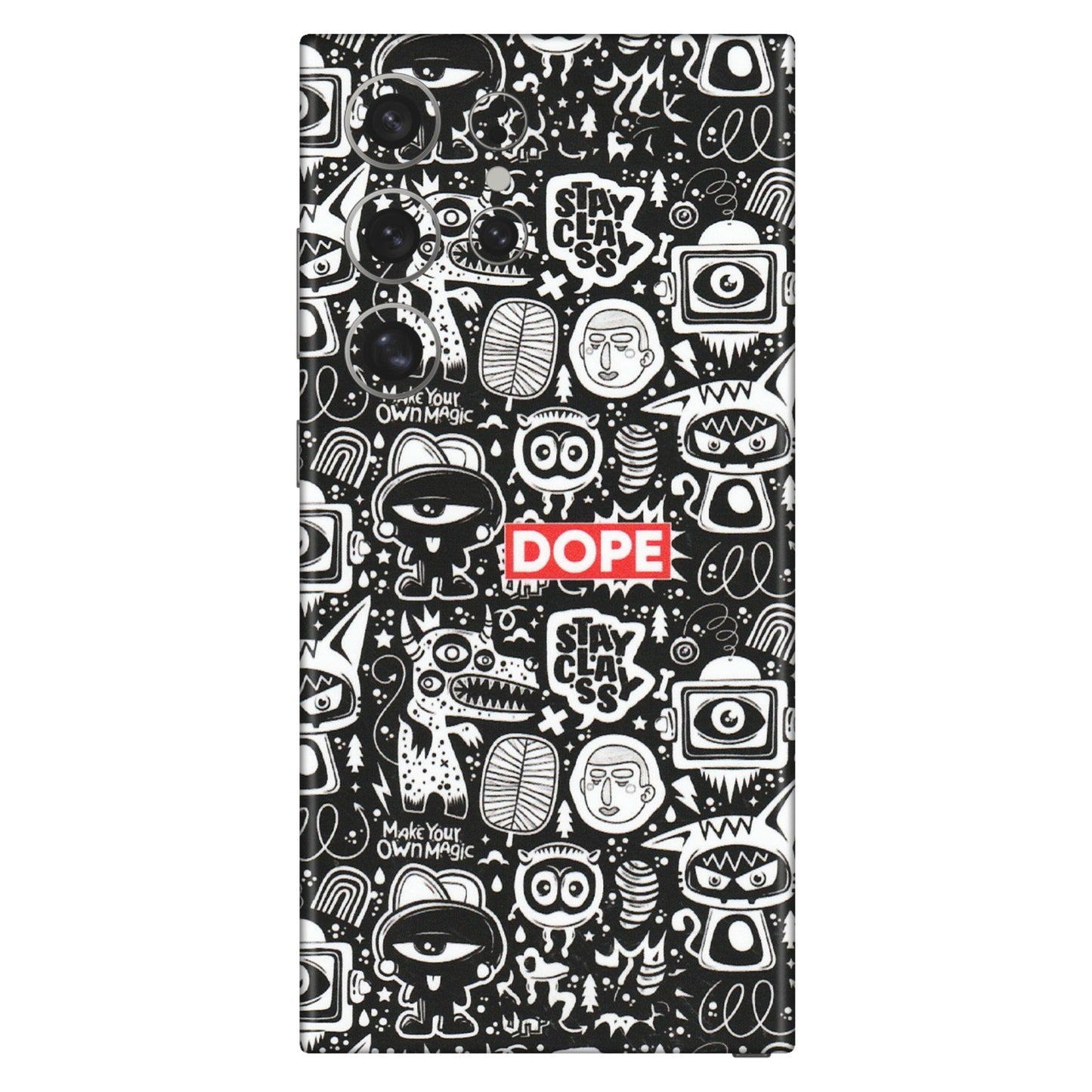 Samsung A/S Series Phone Skins (All Models) - Dope Stay Classy Black Doodles - Matte Finish (M-126) Samsung Galaxy S24 Ultra (5G)