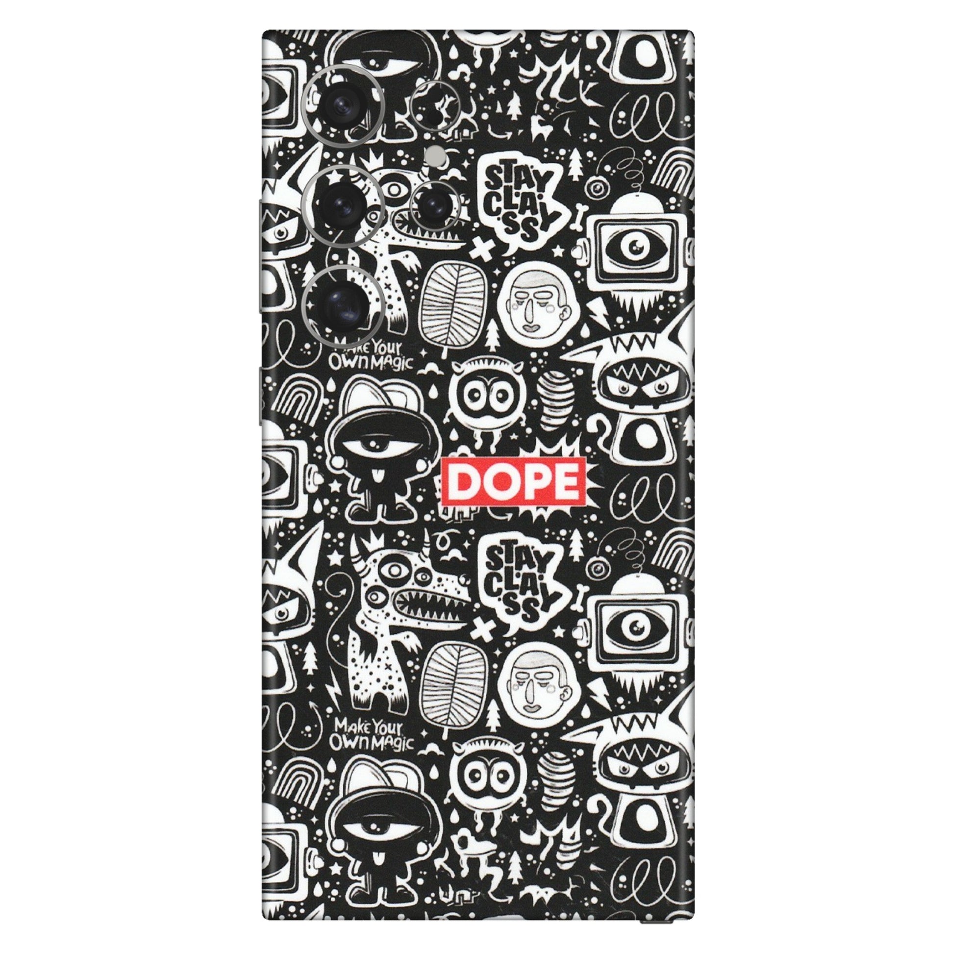 Samsung A/S Series Phone Skins (All Models) - Dope Stay Classy Black Doodles - Matte Finish (M-126) Samsung Galaxy S24 Ultra (5G)