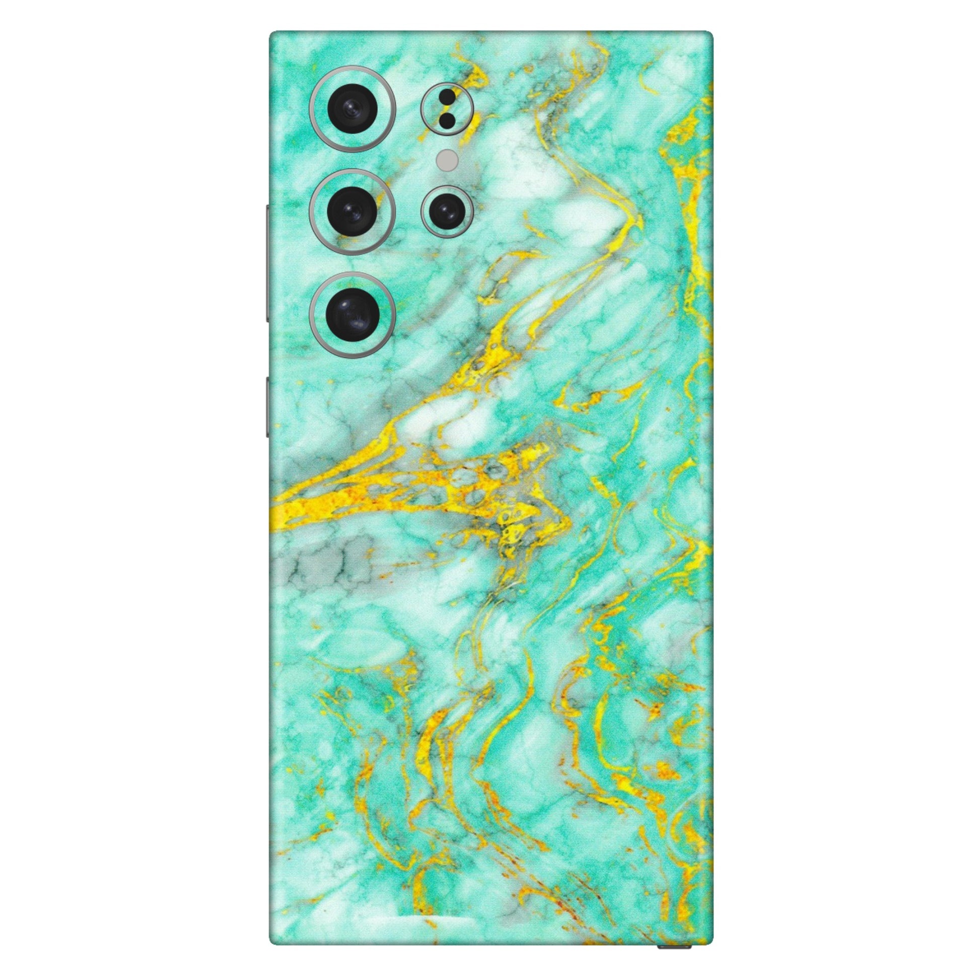 Samsung A/S Series Phone Skins (All Models) - Green And Gold Marble Feel - Matte Finish (M-16) Samsung Galaxy S24 Ultra (5G)