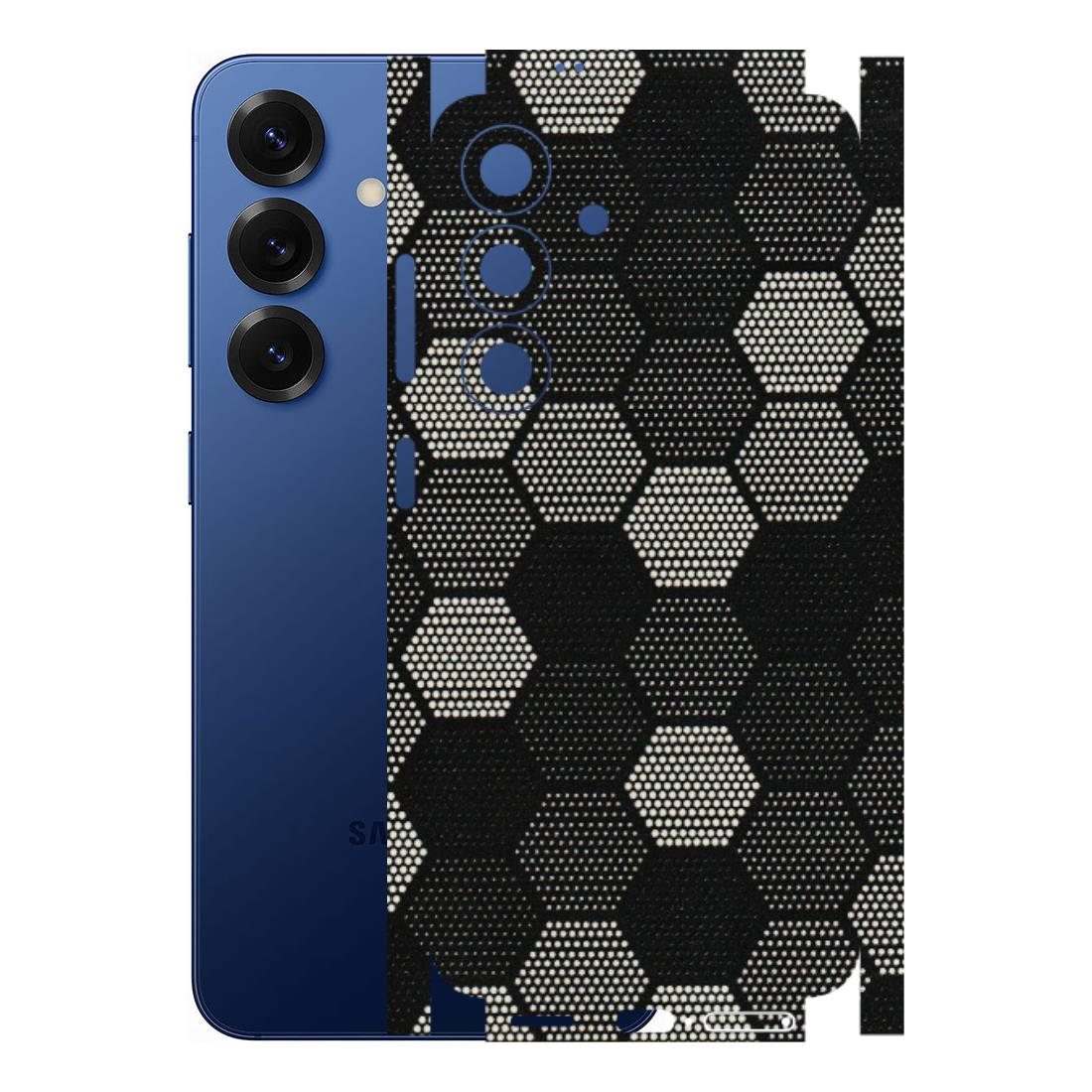 Samsung A/S Series Phone Skins (All Models) - Black & White Dotted Honeycomb Texture - 3D Embossed Finish (L-202) Samsung Galaxy S25 (5G)