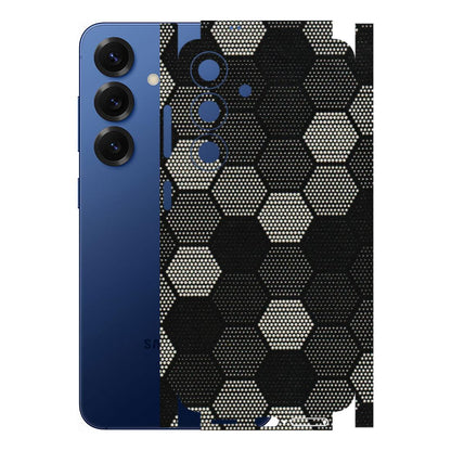 Samsung A/S Series Phone Skins (All Models) - Black & White Dotted Honeycomb Texture - 3D Embossed Finish (L-202) Samsung Galaxy S25 (5G)