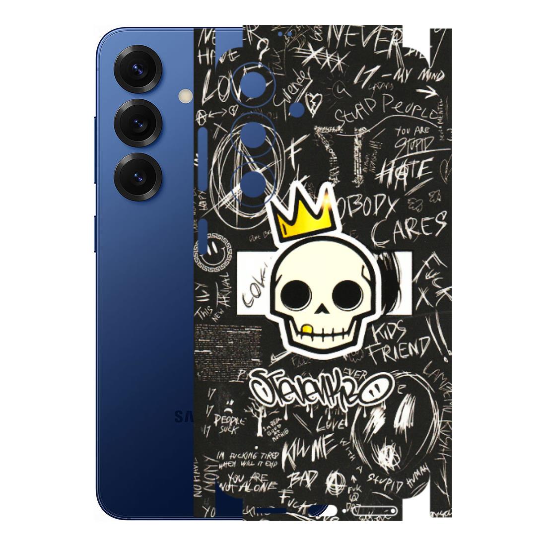 Samsung A/S Series Phone Skins (All Models) - Funny Skull Black Chalk Grafitti - 3D Embossed Finish (L-22) Samsung Galaxy S25 (5G)