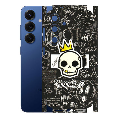 Samsung A/S Series Phone Skins (All Models) - Funny Skull Black Chalk Grafitti - 3D Embossed Finish (L-22) Samsung Galaxy S25 (5G)