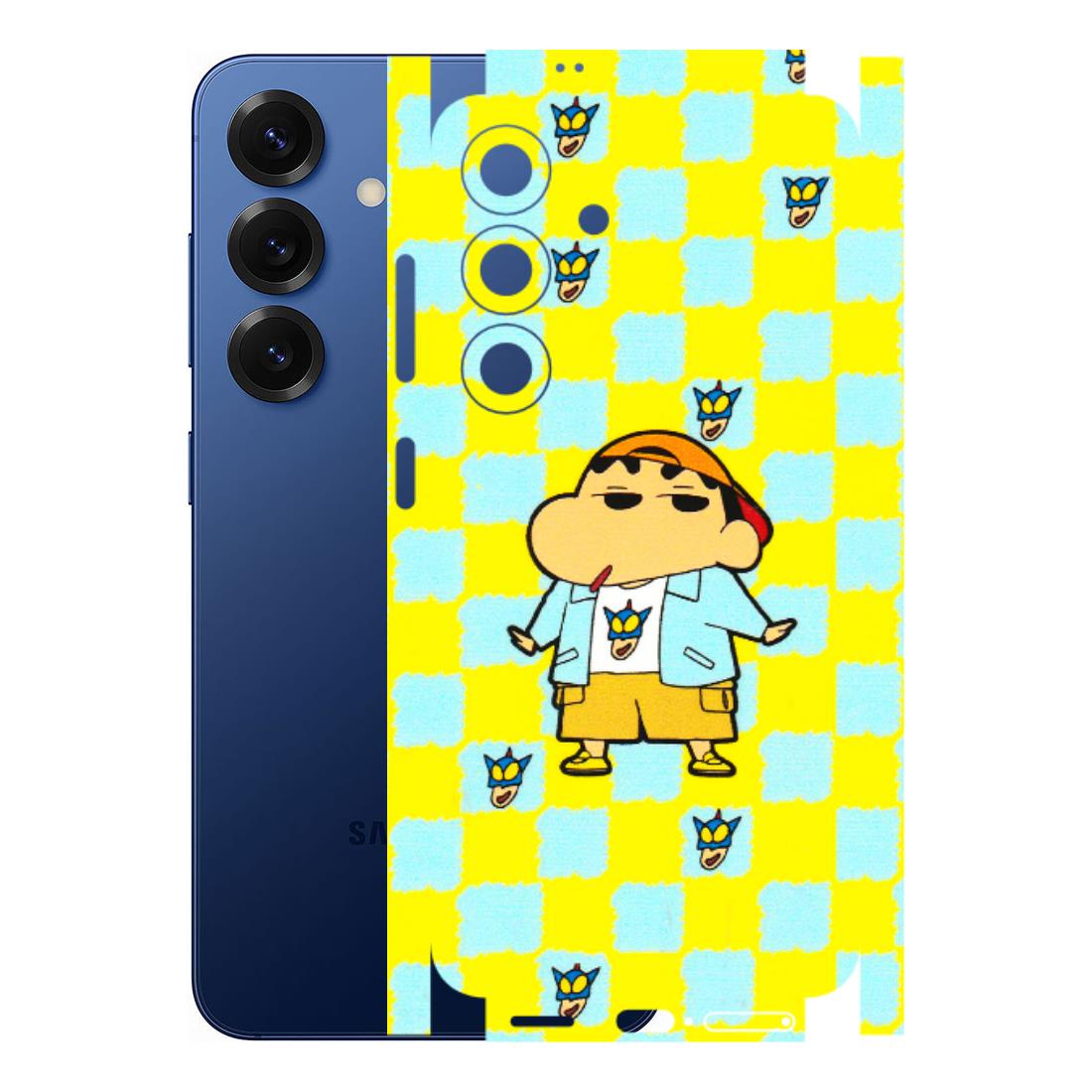 Samsung A/S Series Phone Skins (All Models) - Yellow Blue Shinchan Cute - 3D Embossed Finish (L-221) Samsung Galaxy S25 (5G)