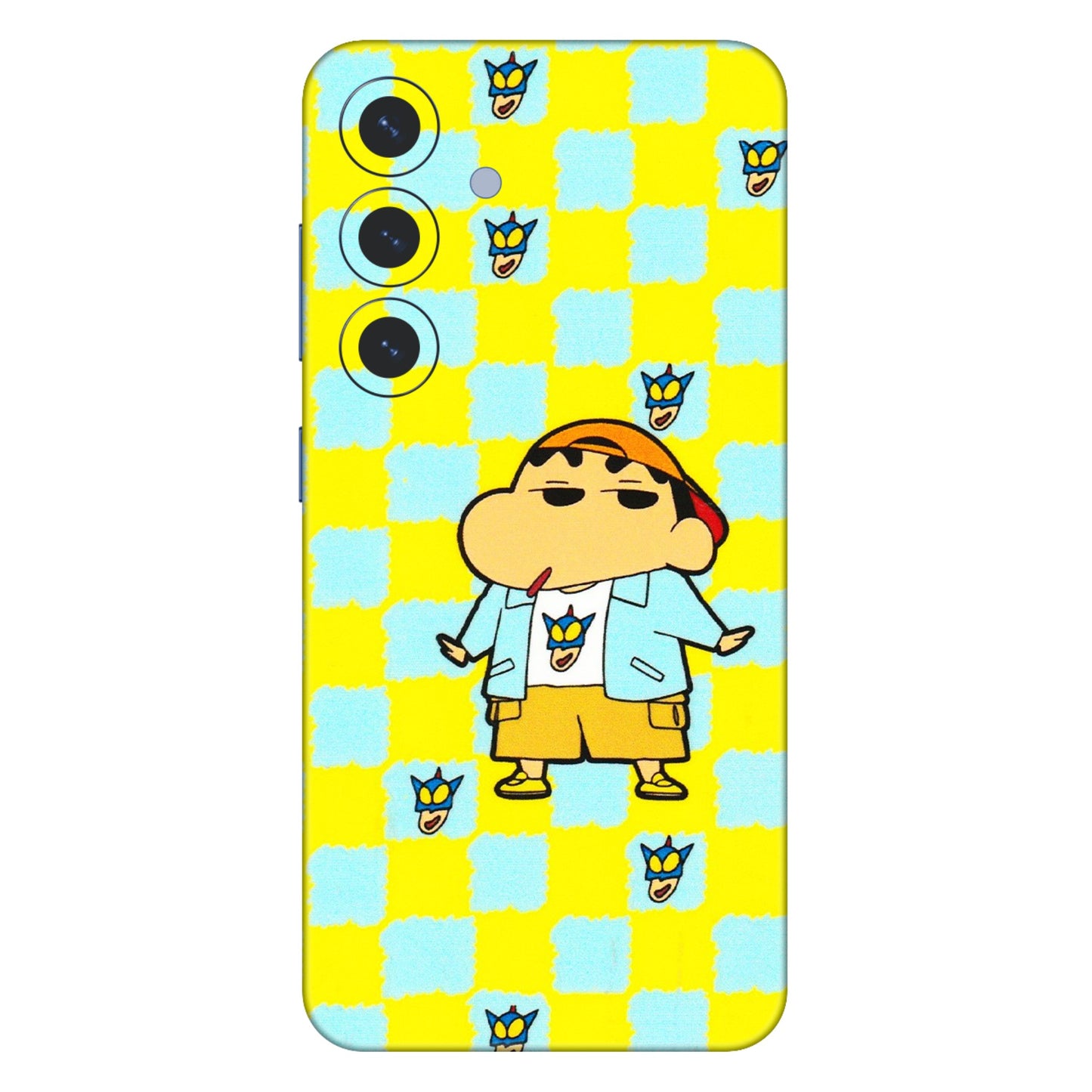 Samsung A/S Series Phone Skins (All Models) - Yellow Blue Shinchan Cute - 3D Embossed Finish (L-221) Samsung Galaxy S25 (5G)
